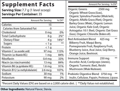 All - In/One Greens & Red SuperFood + Immune 270g Mixed Berry w/Natural Flavo