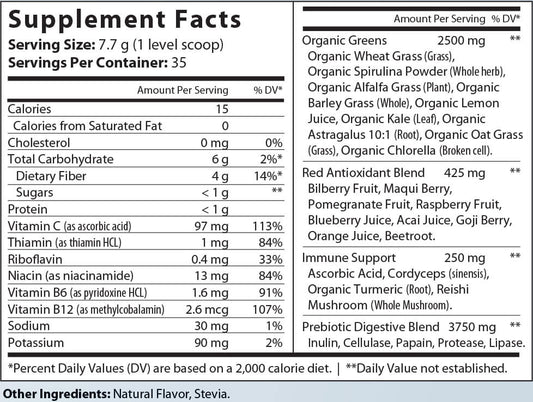 All - In/One Greens & Red SuperFood + Immune 270g Mixed Berry w/Natural Flavo