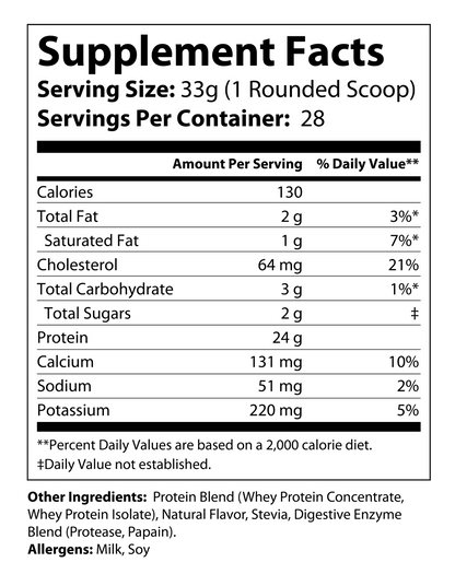 2lb Whey Armor Natural Protein Vanilla w/Stevia & Natural Flavor Non - GMO